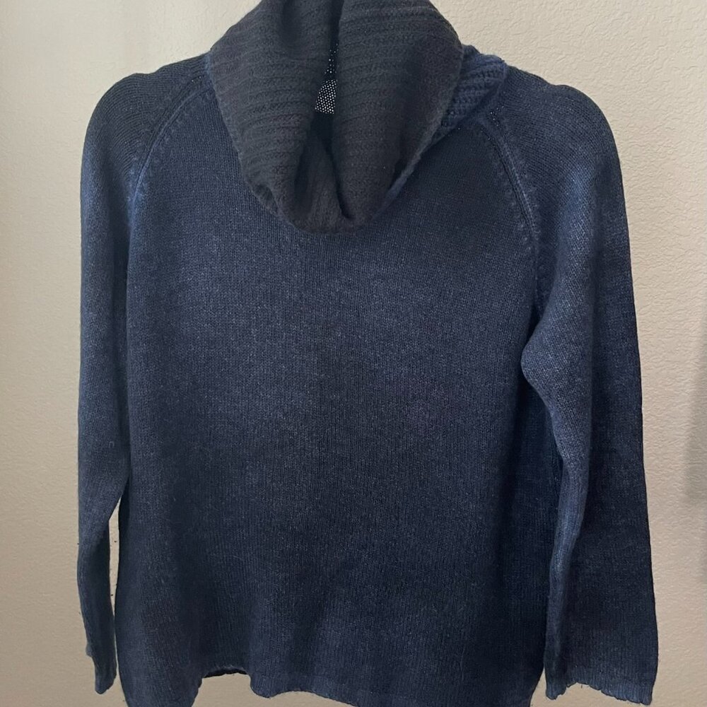 AVANT TOI BLUE BLACK HAND DYED CASHMERE TURTLENECK SWEATER - Picture 6 of 6
